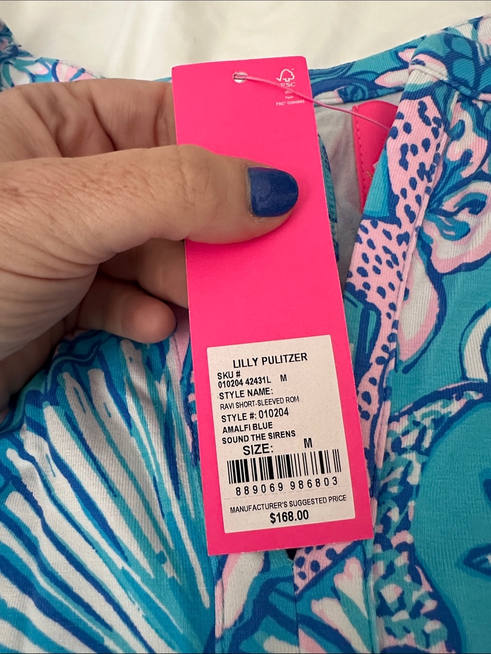 NWT, Lilly Pulitzer Ravi Romper in Almafi Blue Sound the Sirens, Sz M - Picture 4 of 8